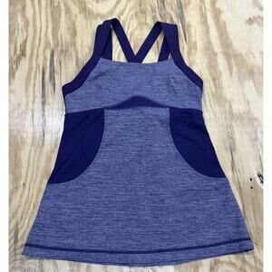 Lululemon Chaturanga Tank Top Womens 8 Heathered Grape Built In Bra Mesh Panels